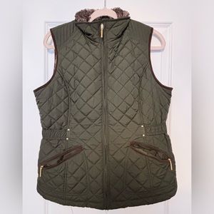 Weather proof faux fur lined vest